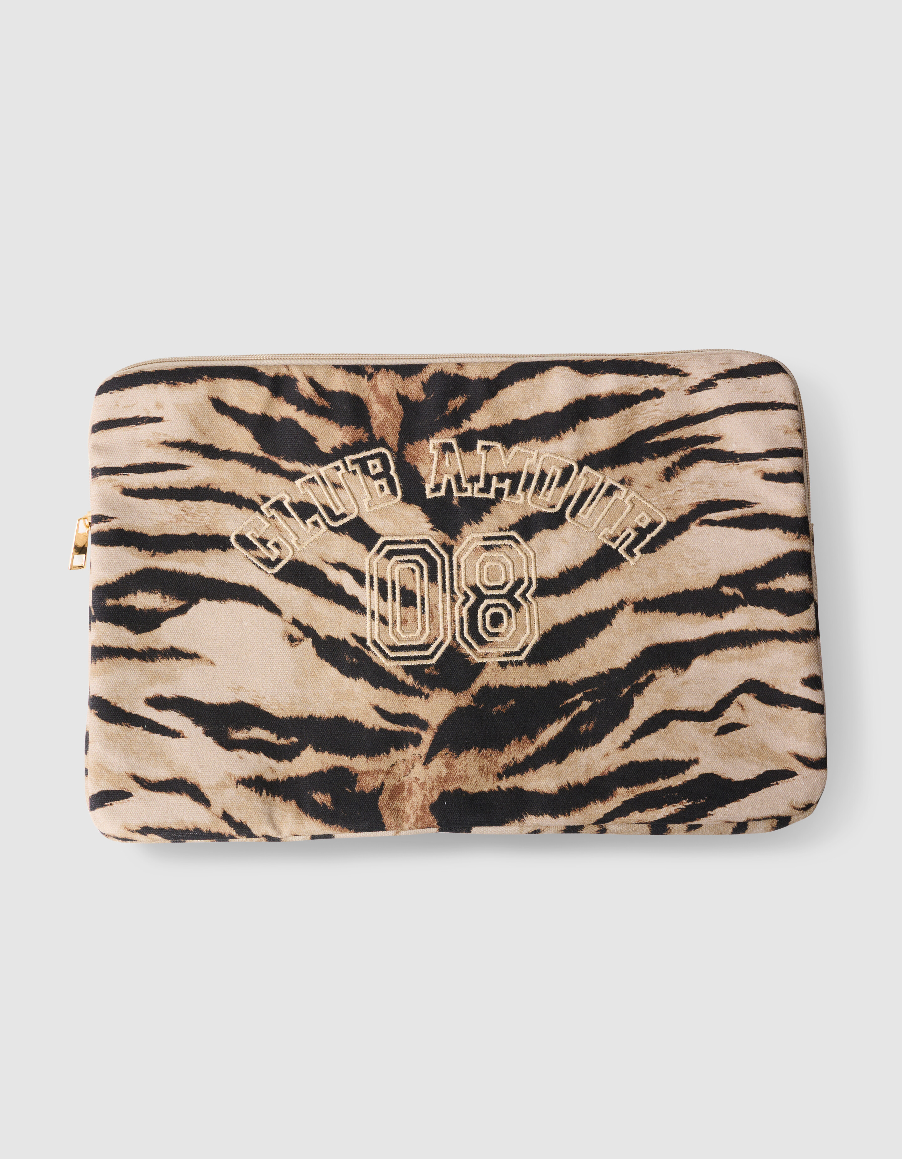 Tiger Stickerei Laptop-Hülle Braun SHOEBY ACCESSOIRES
