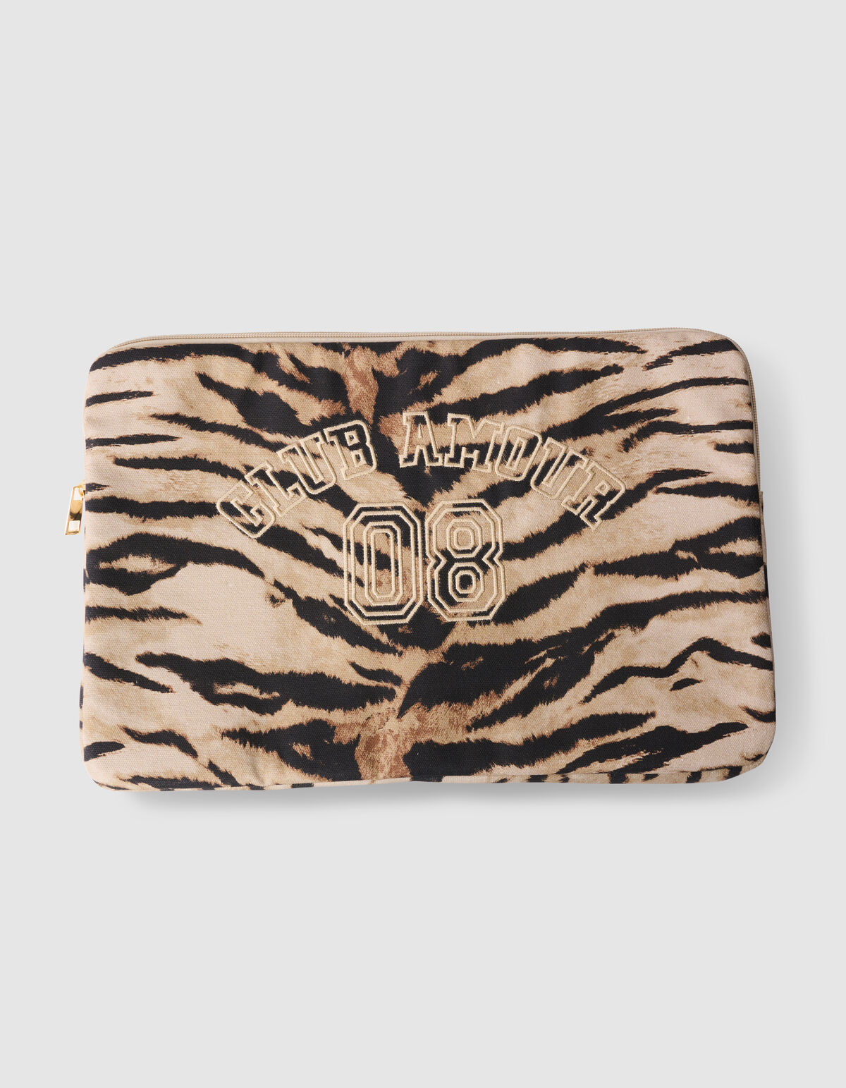 Tiger Stickerei Laptop-Hülle Braun SHOEBY ACCESSOIRES