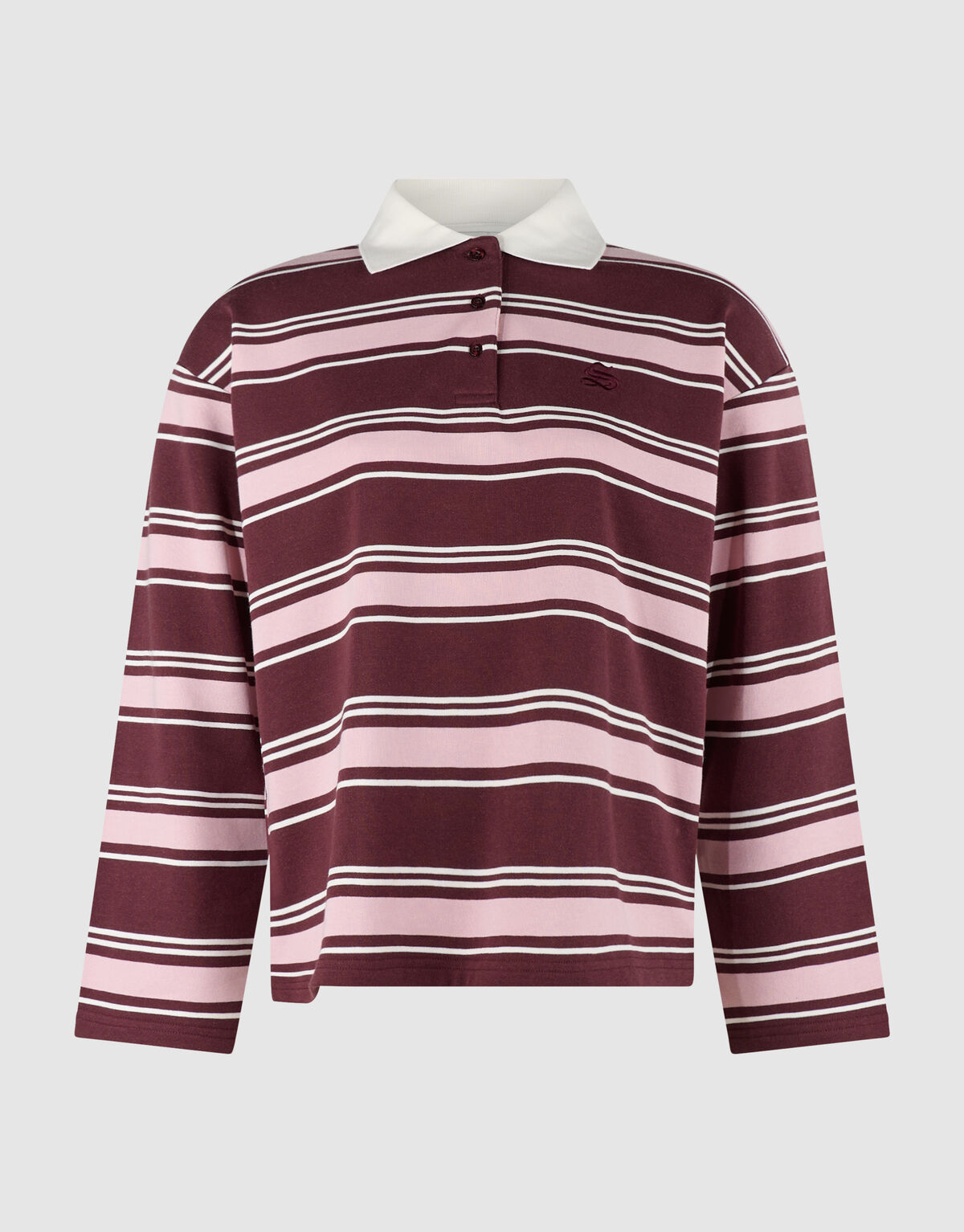 Gestreiftes Polo Longsleeve dunkelrot SHOEBY WOMEN