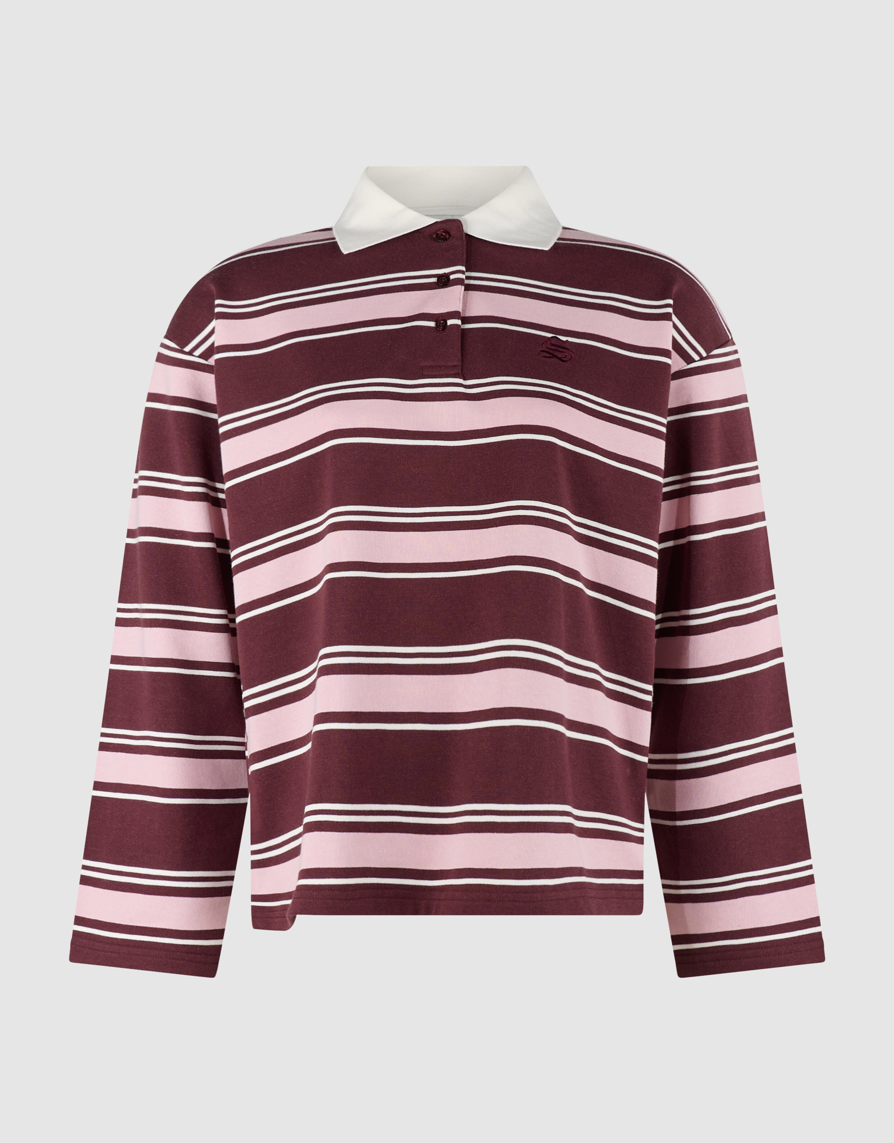 Gestreiftes Polo Longsleeve dunkelrot SHOEBY WOMEN