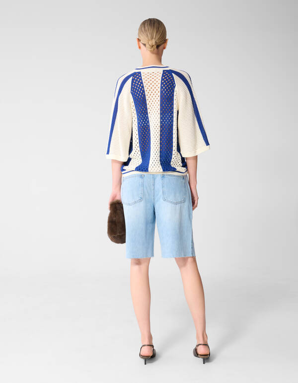 Gestricktes Sportliches T-Shirt Gebrochen Wei&szlig; SHOEBY WOMEN