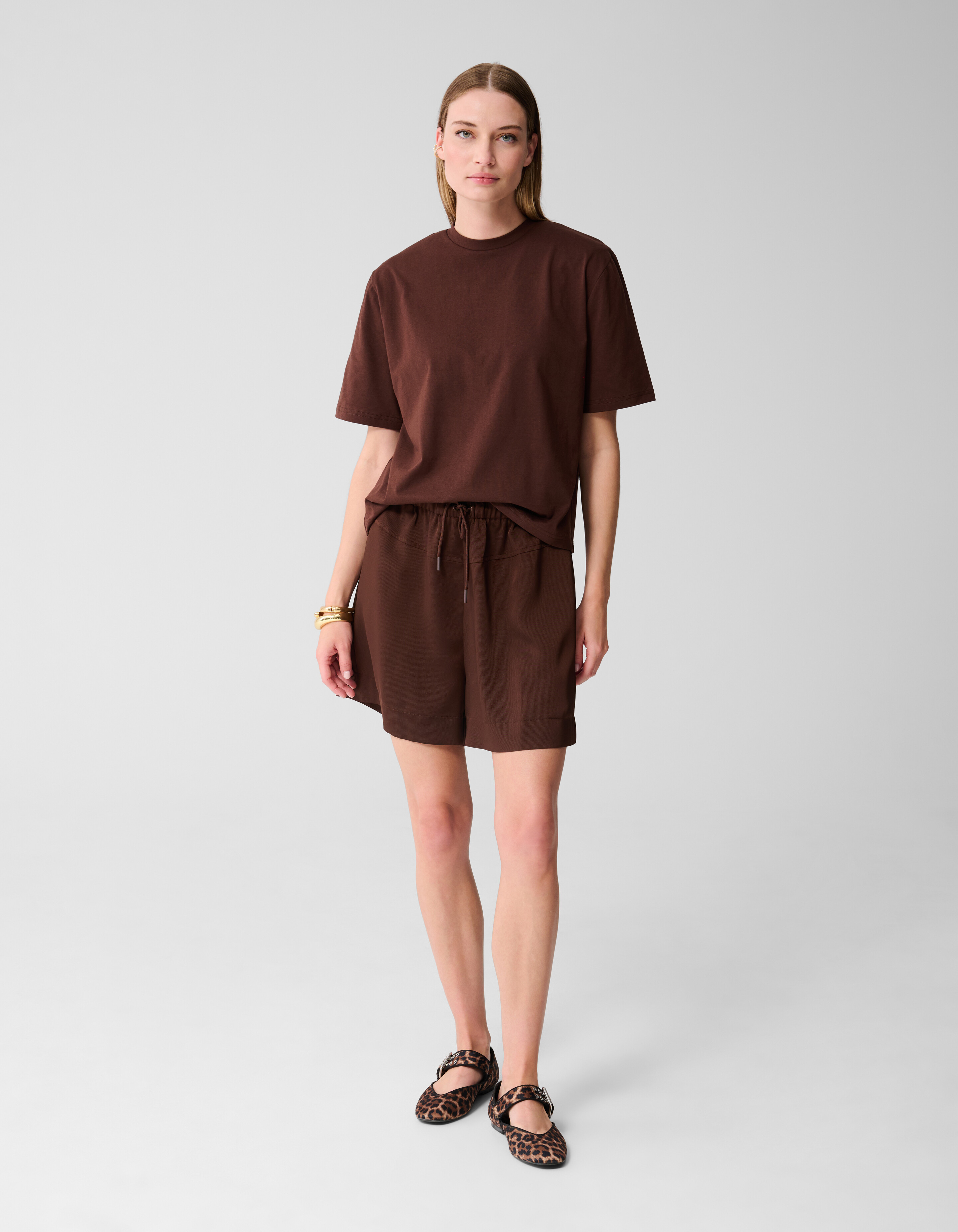 Gepolstertes T-shirt Dunkelbraun SHOEBY WOMEN