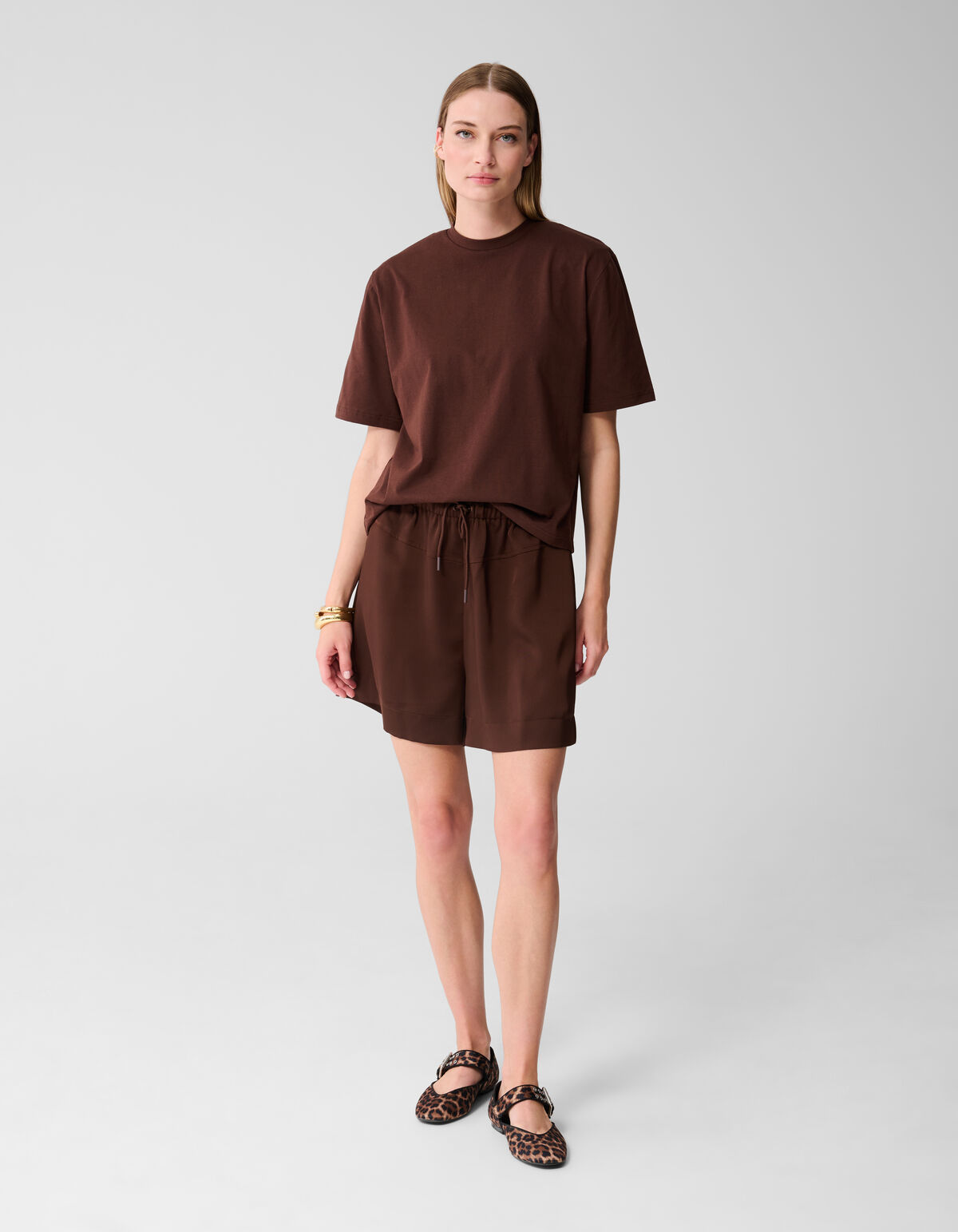Gepolstertes T-shirt Dunkelbraun SHOEBY WOMEN