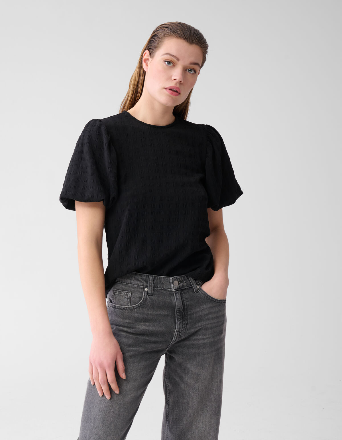 Crinkle Bow Top Schwarz SHOEBY WOMEN