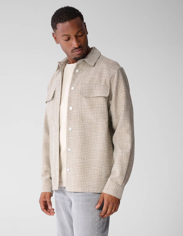 Melange Check Overshirt Sand SHOEBY MEN