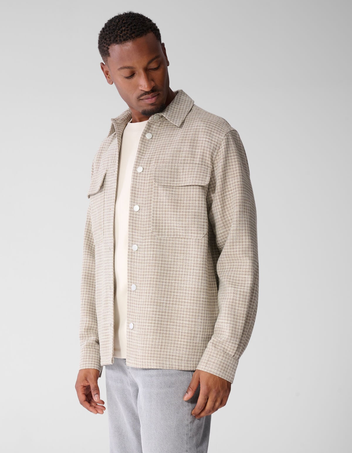 Melange Check Overshirt Sand SHOEBY MEN