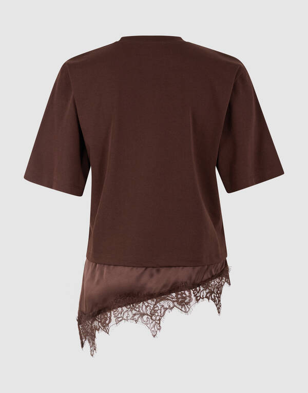 Kanten Satinen T-Shirt Braun SHOEBY WOMEN