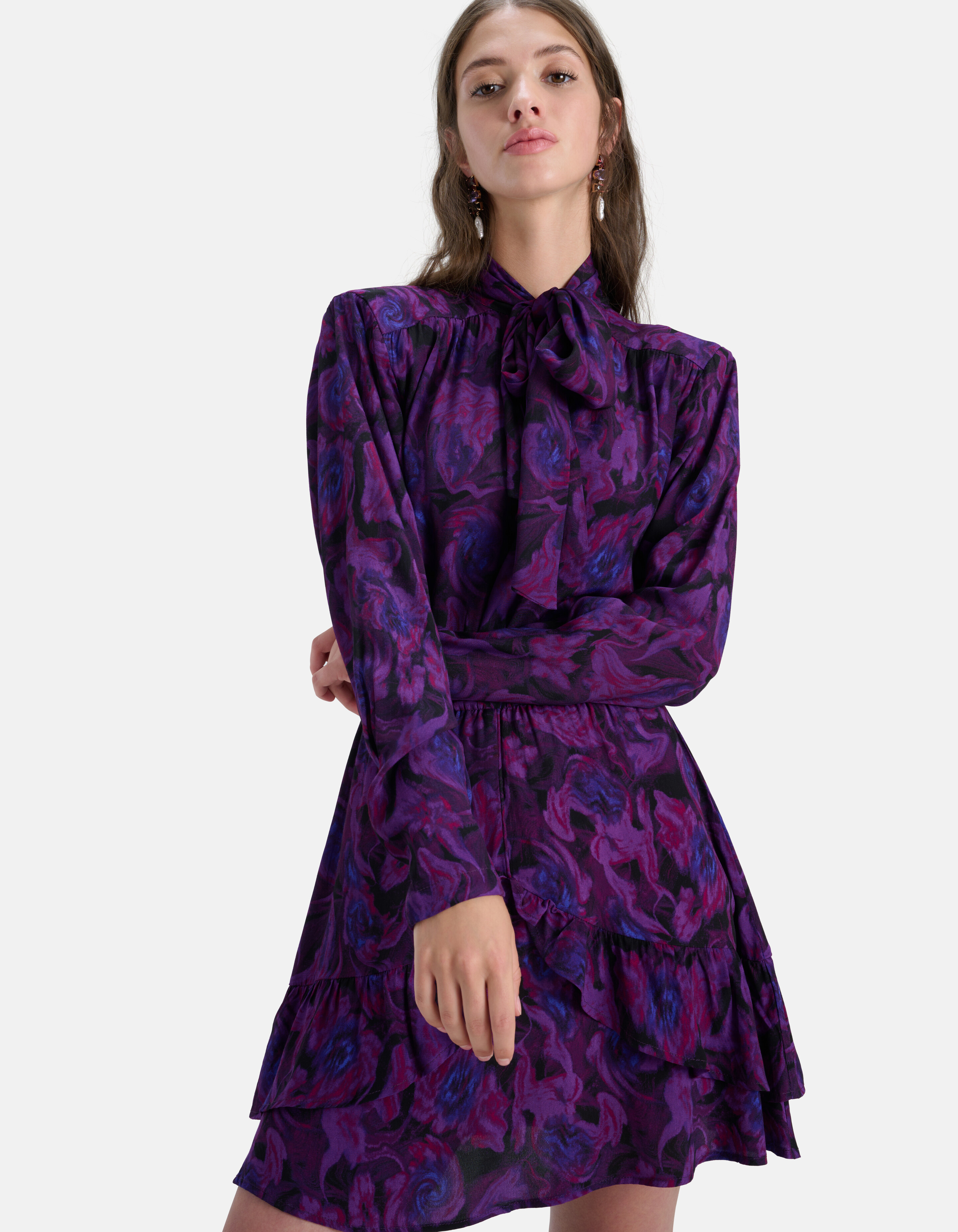 Schleifen-Kleid mit Blumendruck Lila SHOEBY WOMEN