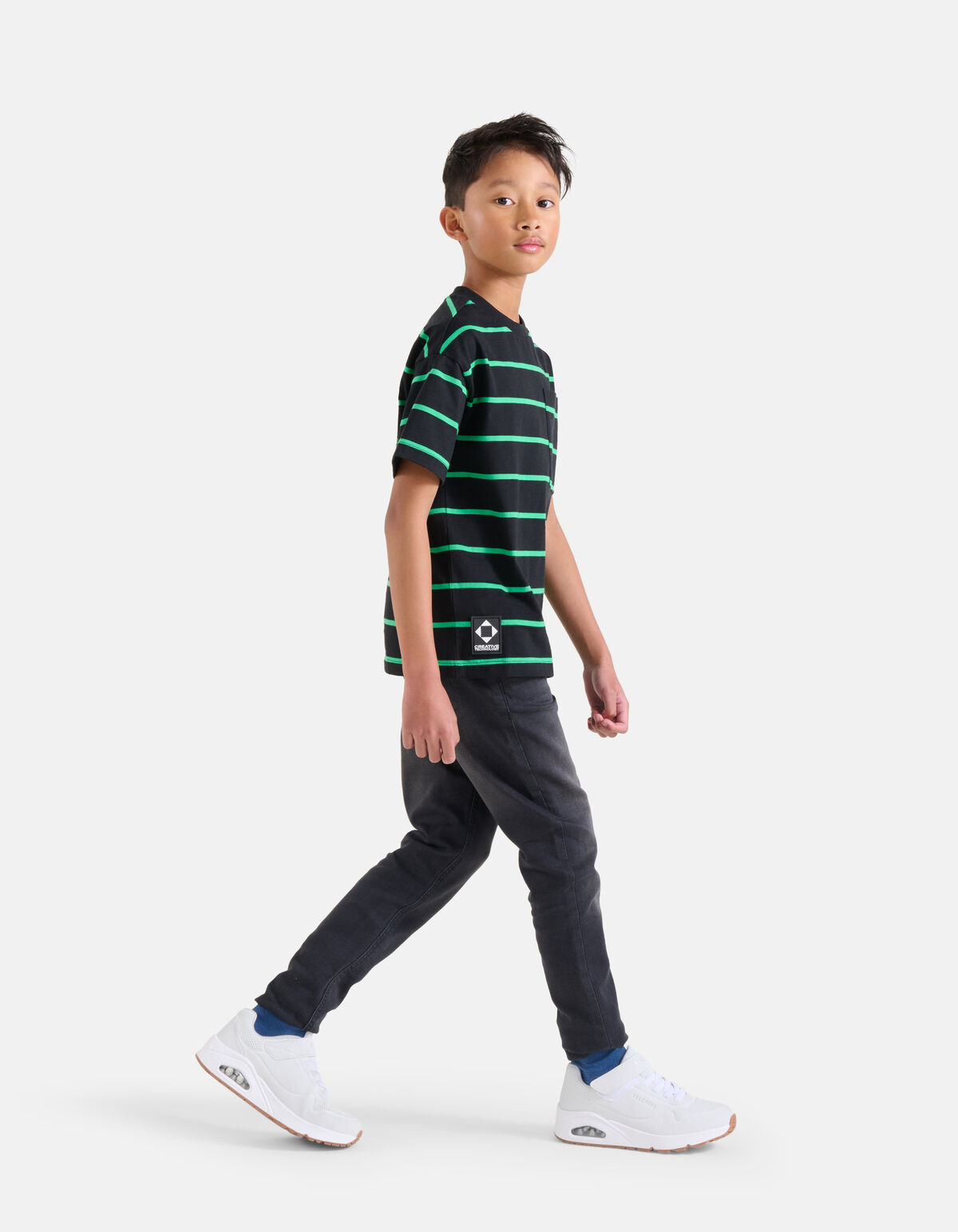 Gestreiftes T-shirt Schwarz SHOEBY BOYS