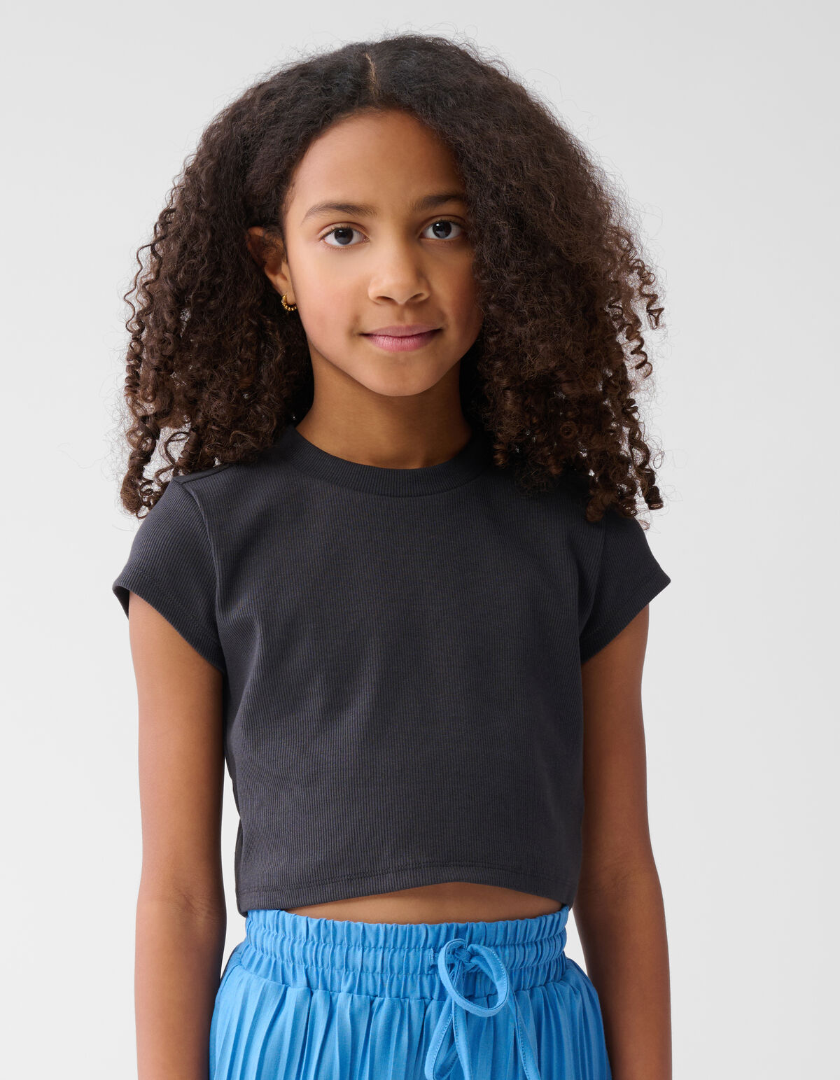 Rippen-Kropf-Oberteil Dunkelgrau SHOEBY GIRLS