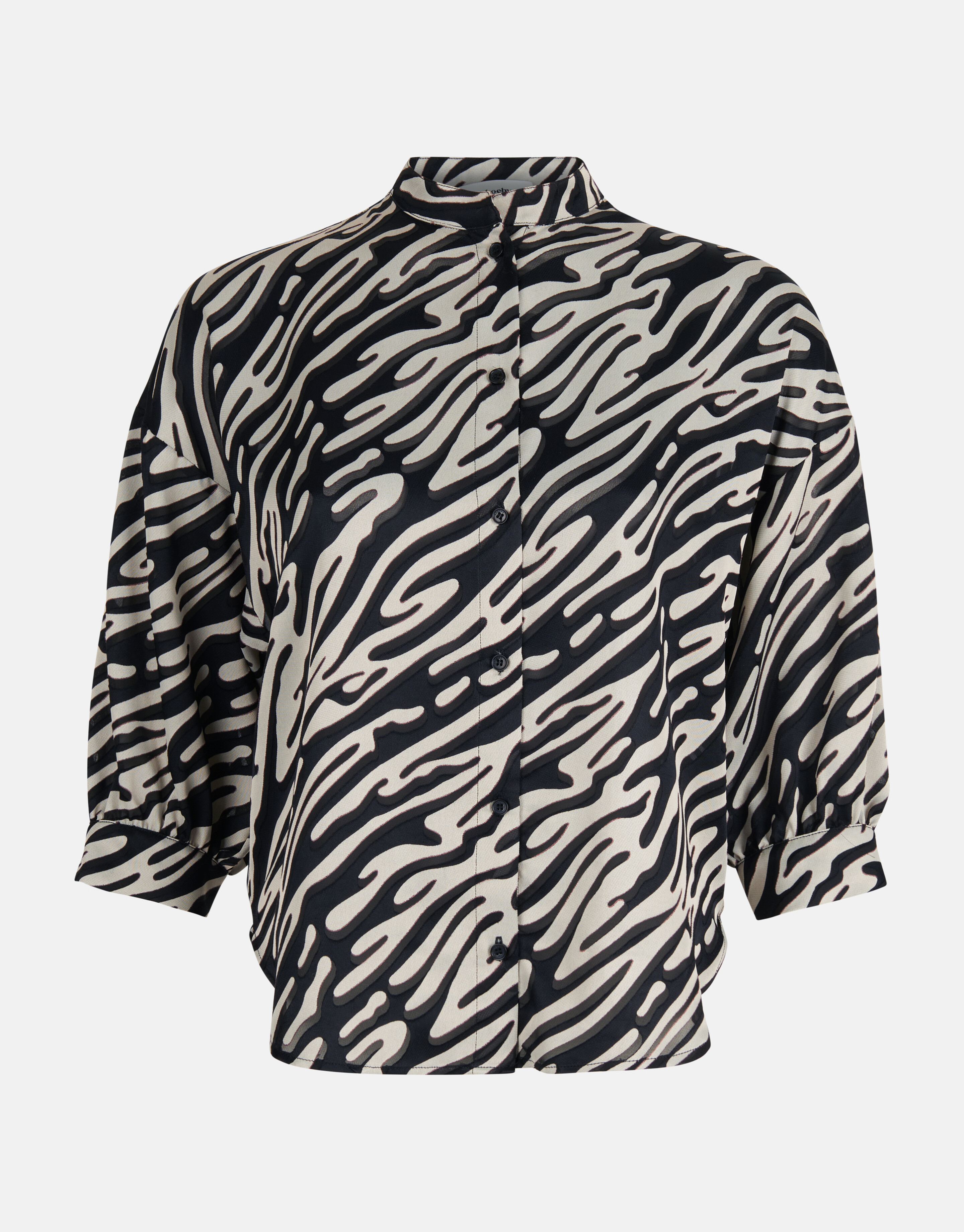 Zebra Burn Out Bluse Schwarz/Weiß SHOEBY WOMEN