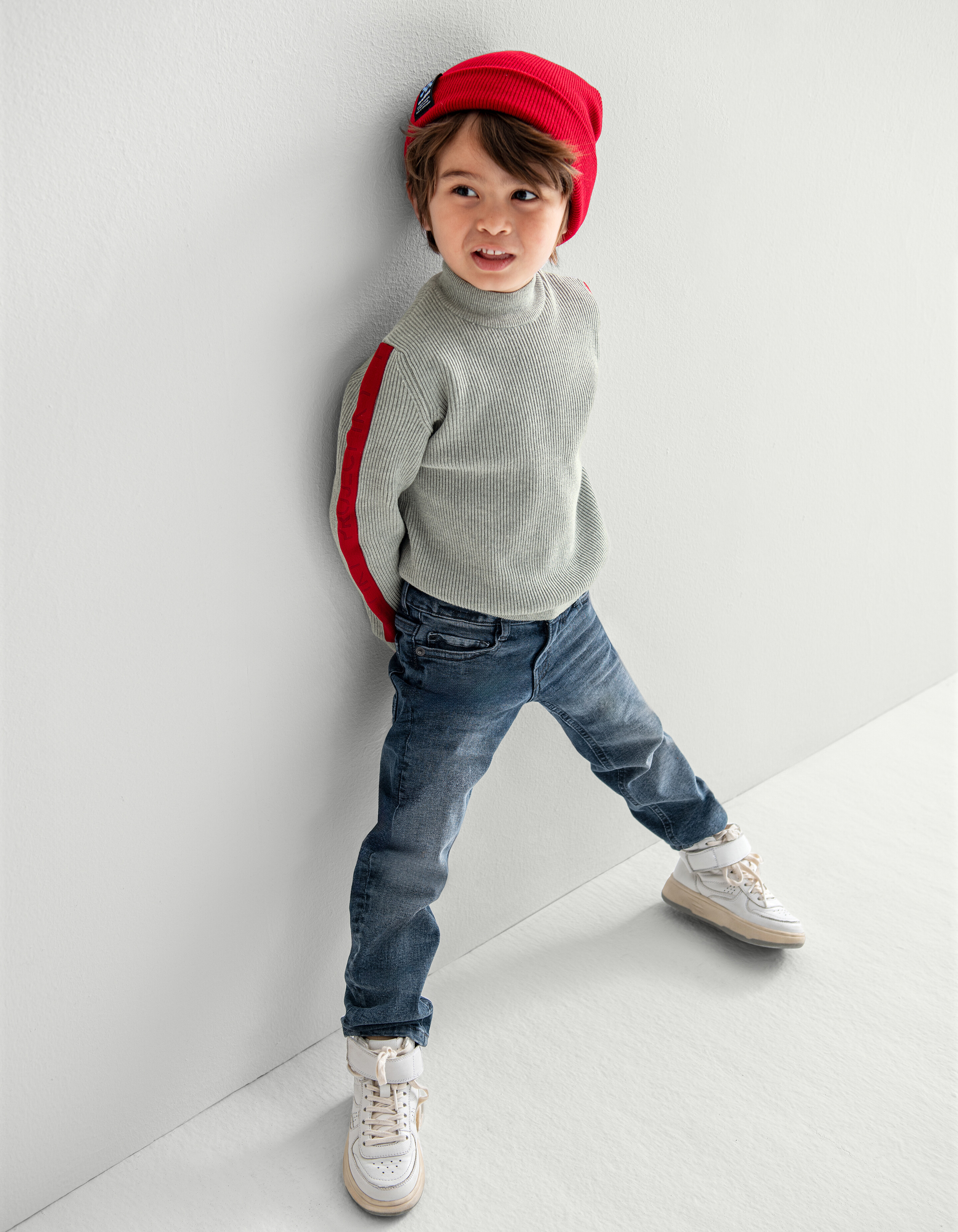Gebreide Tape Trui Lichtgrijs SHOEBY BOYS
