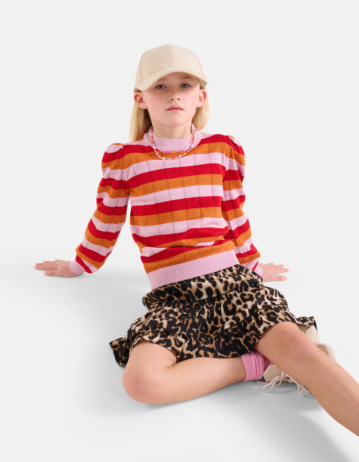 Gestreifter Glitzer-Pullover Orange SHOEBY GIRLS
