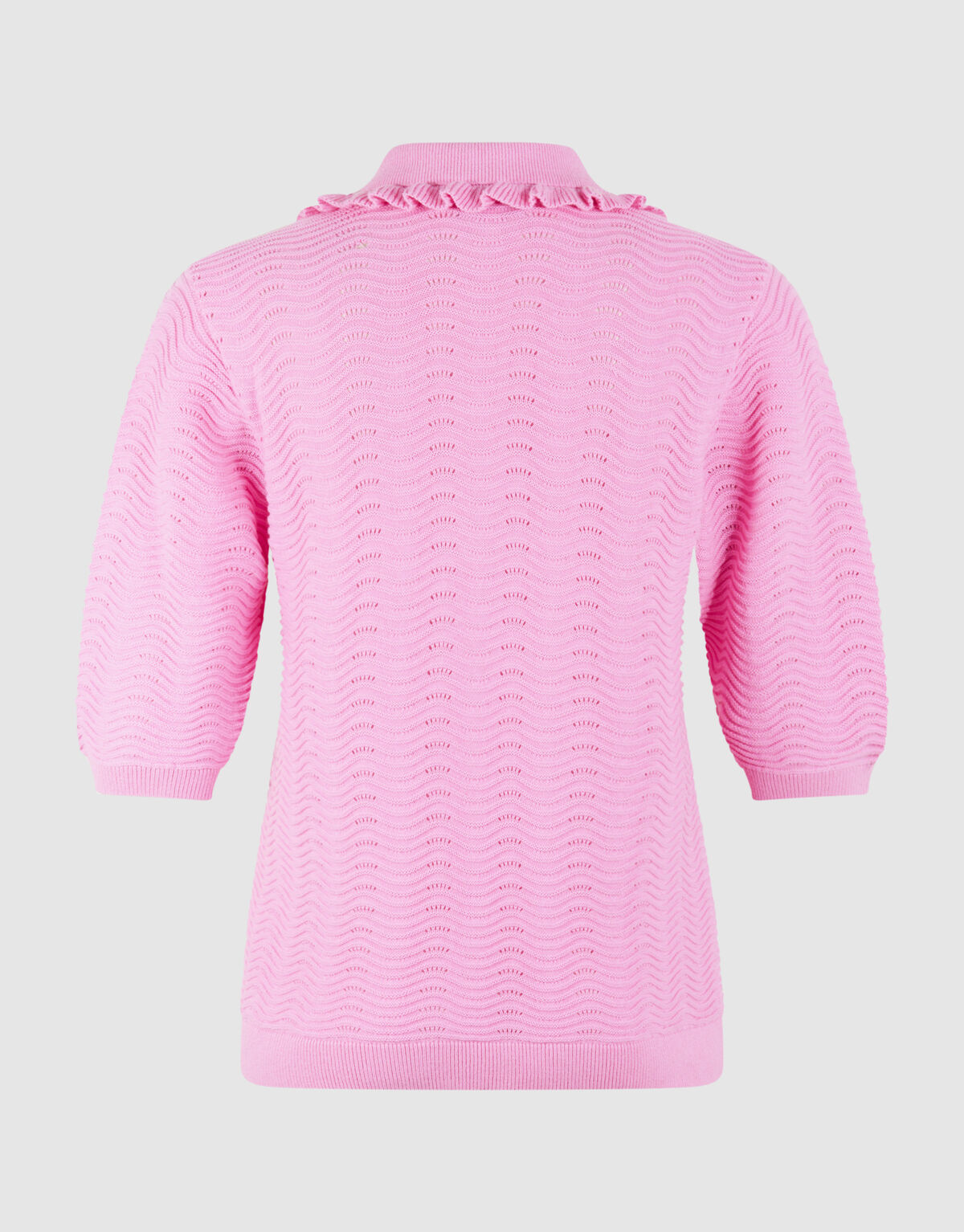 Gestricktes R&uuml;schen-Poloshirt Rosa SHOEBY WOMEN