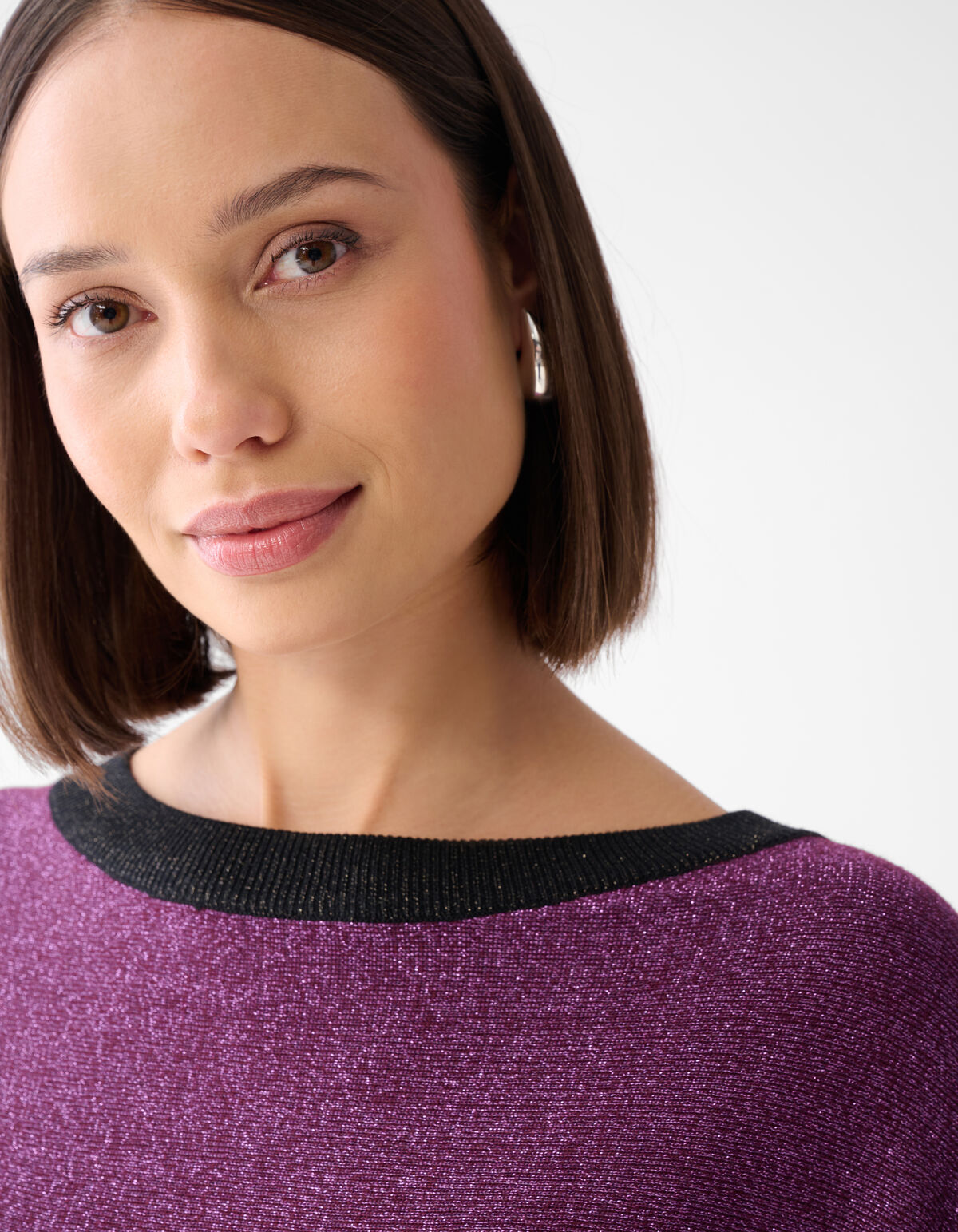 Colorblock Glitter Batwing Pullover Dunkelrot SHOEBY WOMEN