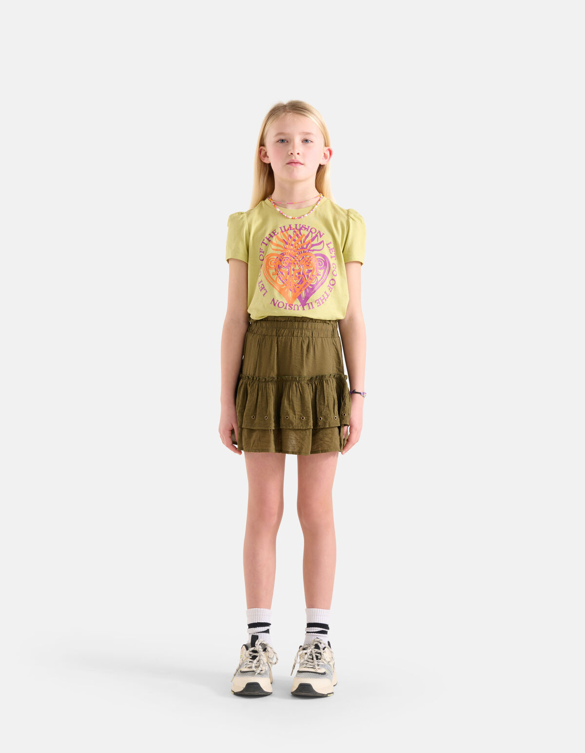 Bedrucktes T-Shirt mit Puffärmeln Grün SHOEBY GIRLS