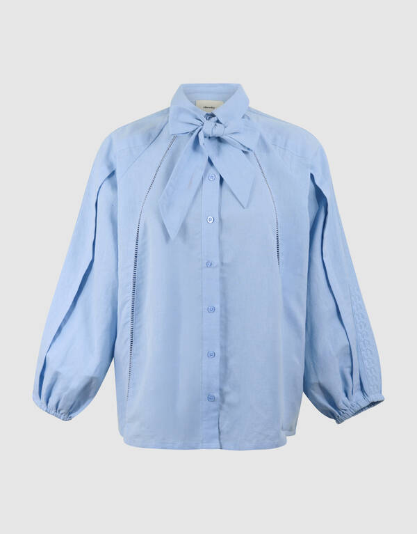 Plissierte Stickbluse Hellblau von Mieke SHOEBY WOMEN