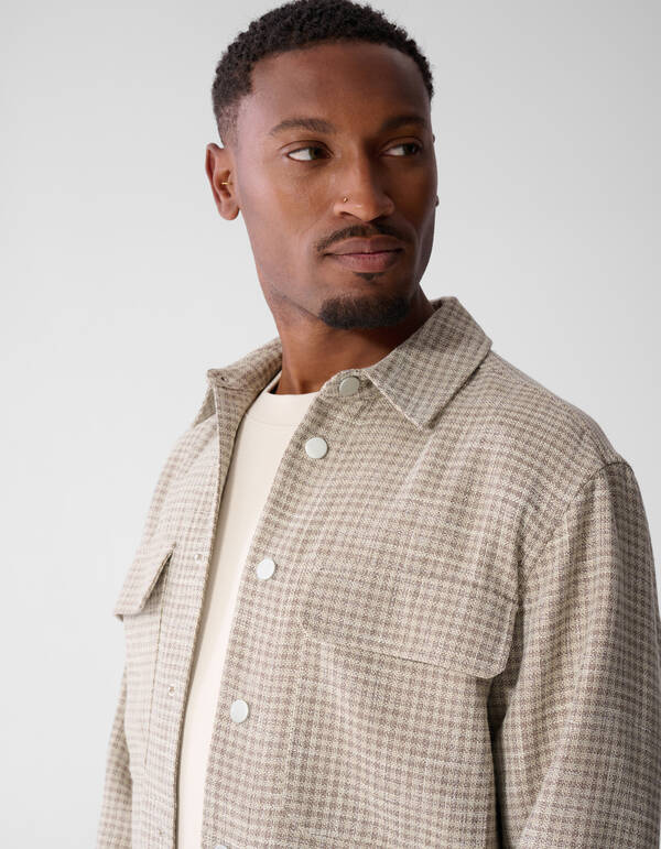 Melange Check Overshirt Sand SHOEBY MEN