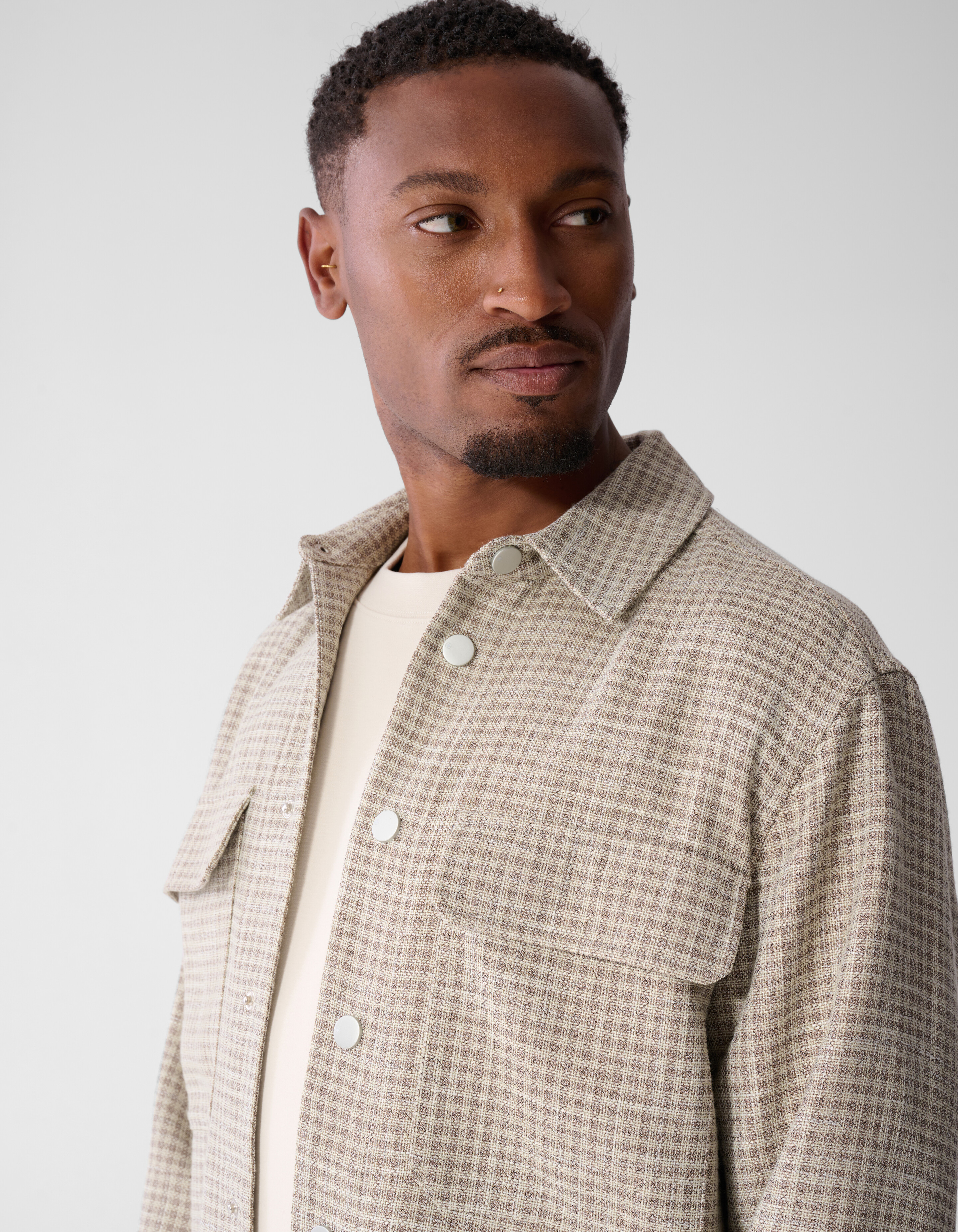 Melange Check Overshirt Sand SHOEBY MEN