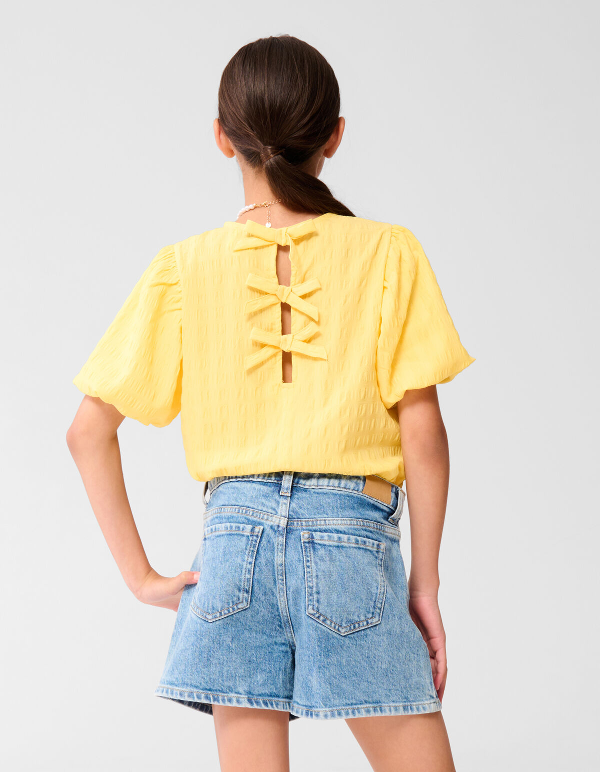 Crinkle Bow Top Hellgelb SHOEBY GIRLS