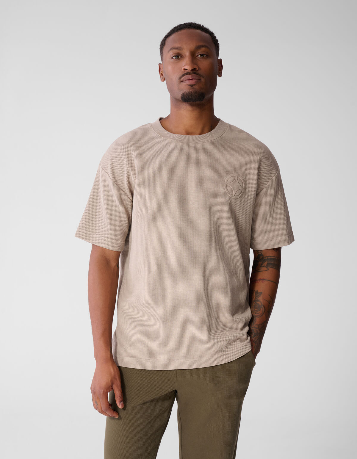 Waffel-T-Shirt Hellbraun SHOEBY MEN