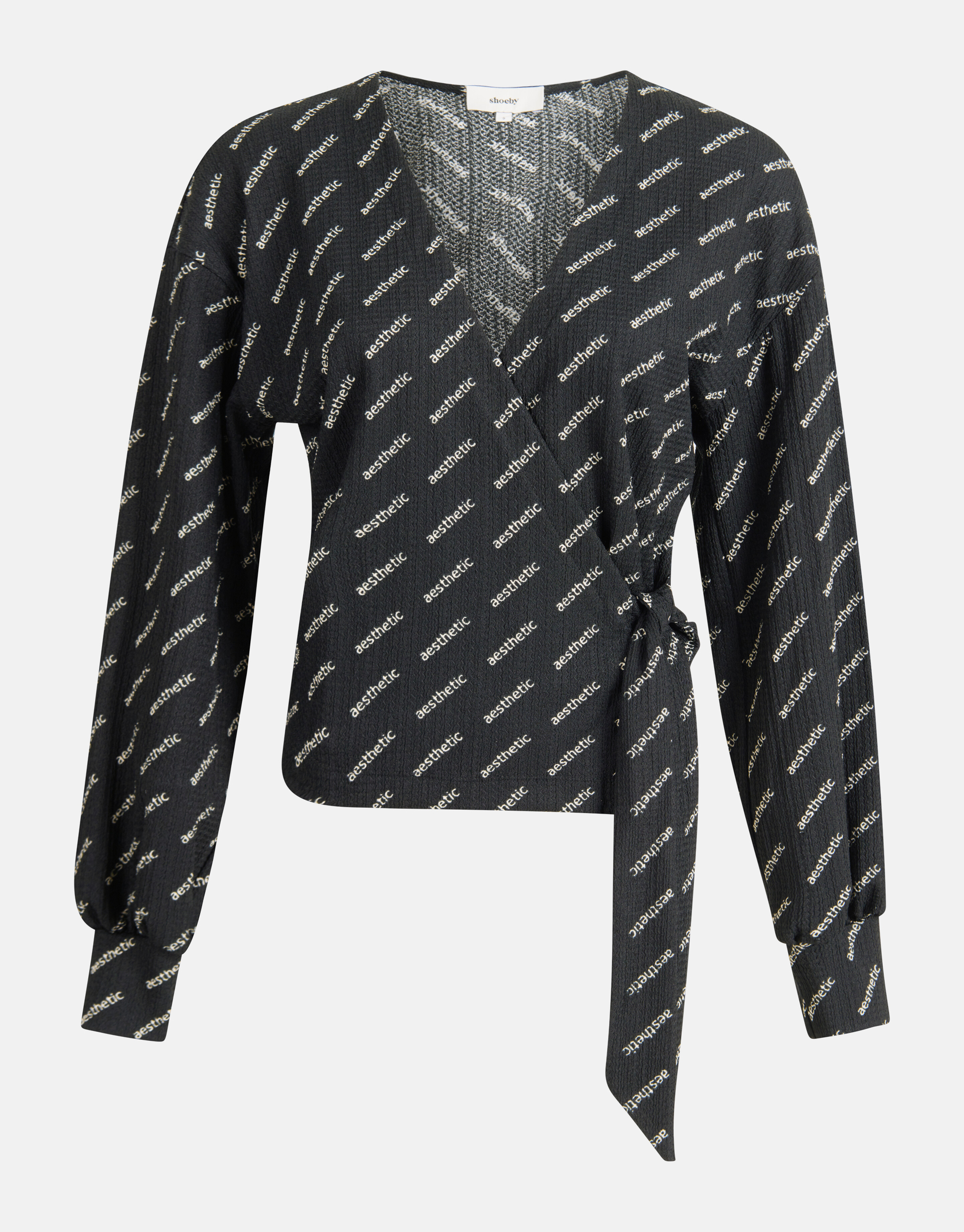 Crinkle Artwork Wrap Top Schwarz SHOEBY WOMEN