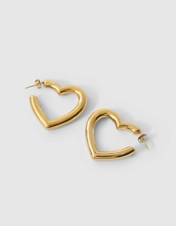 Bulky Heart Hoop Ohrringe Gold SHOEBY ACCESSOIRES