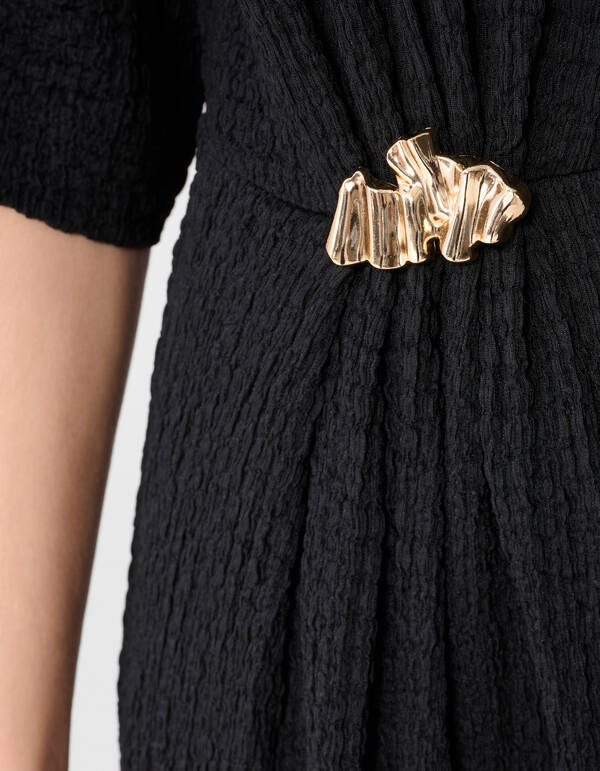 Organisches Crinkle Maxikleid Schwarz SHOEBY WOMEN