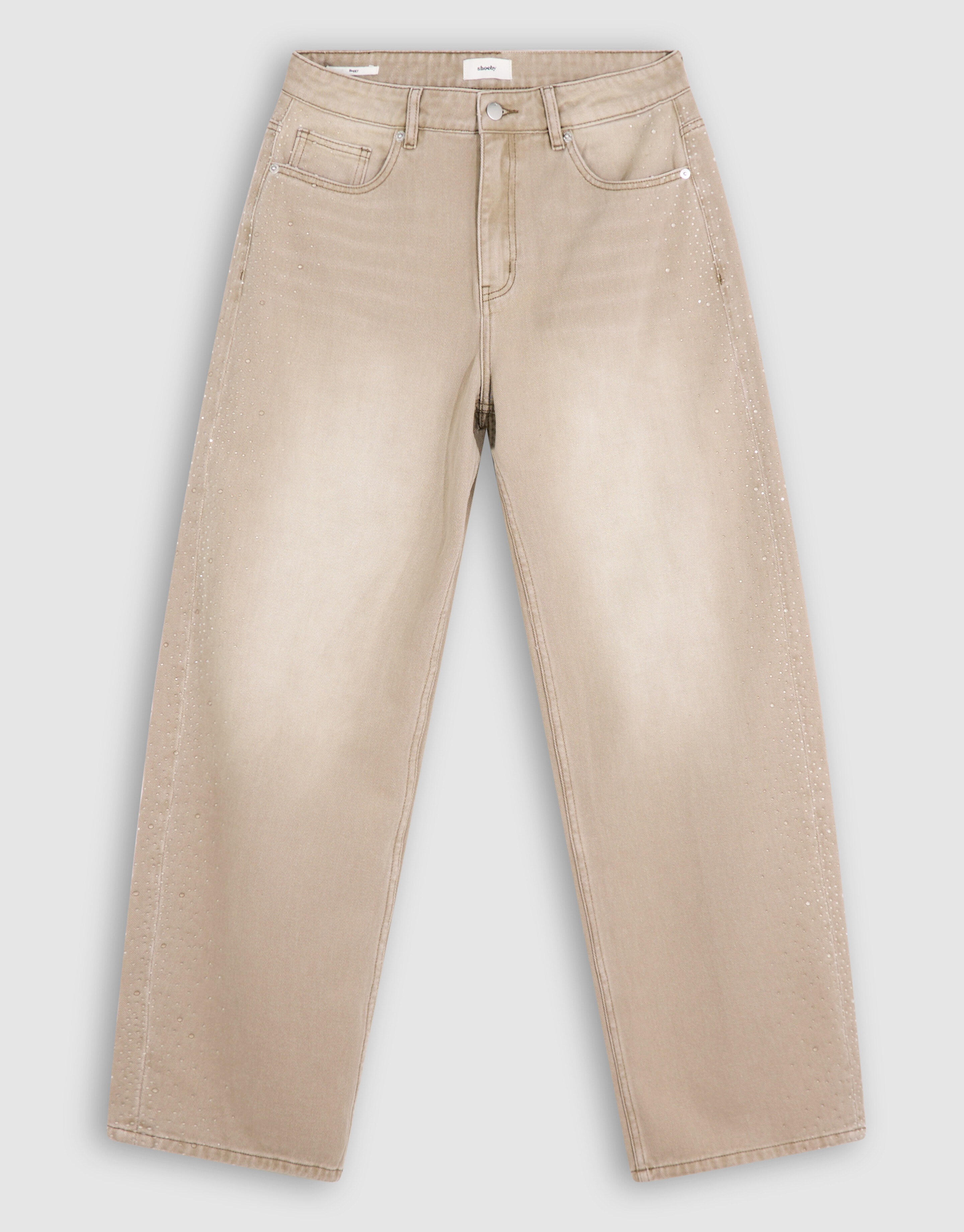 Jeans im Baggy-Fit mit Strass Hellbraun SHOEBY WOMEN
