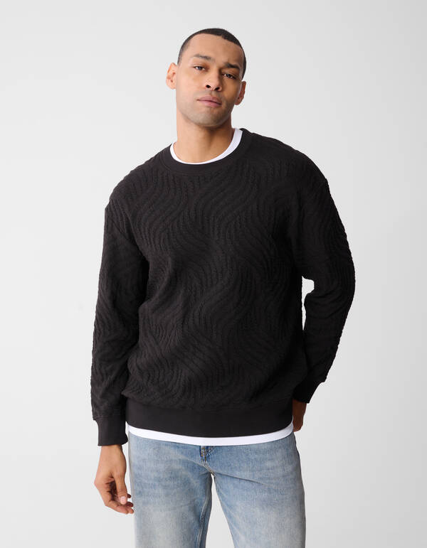 Pullover mit Wellenstruktur Dunkelbraun SHOEBY MEN