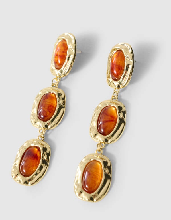 Triple Stone Ohrringe Braun/Gold SHOEBY ACCESSOIRES
