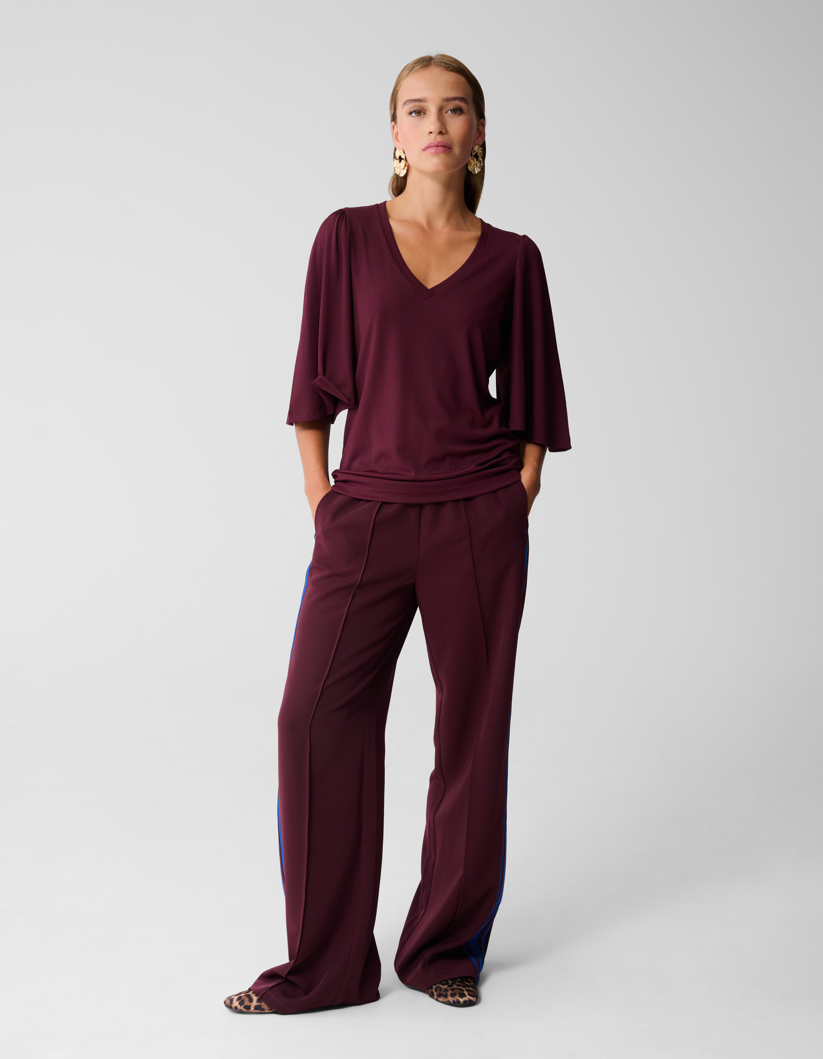 Rüschen-Ripptop Dunkelrot SHOEBY WOMEN