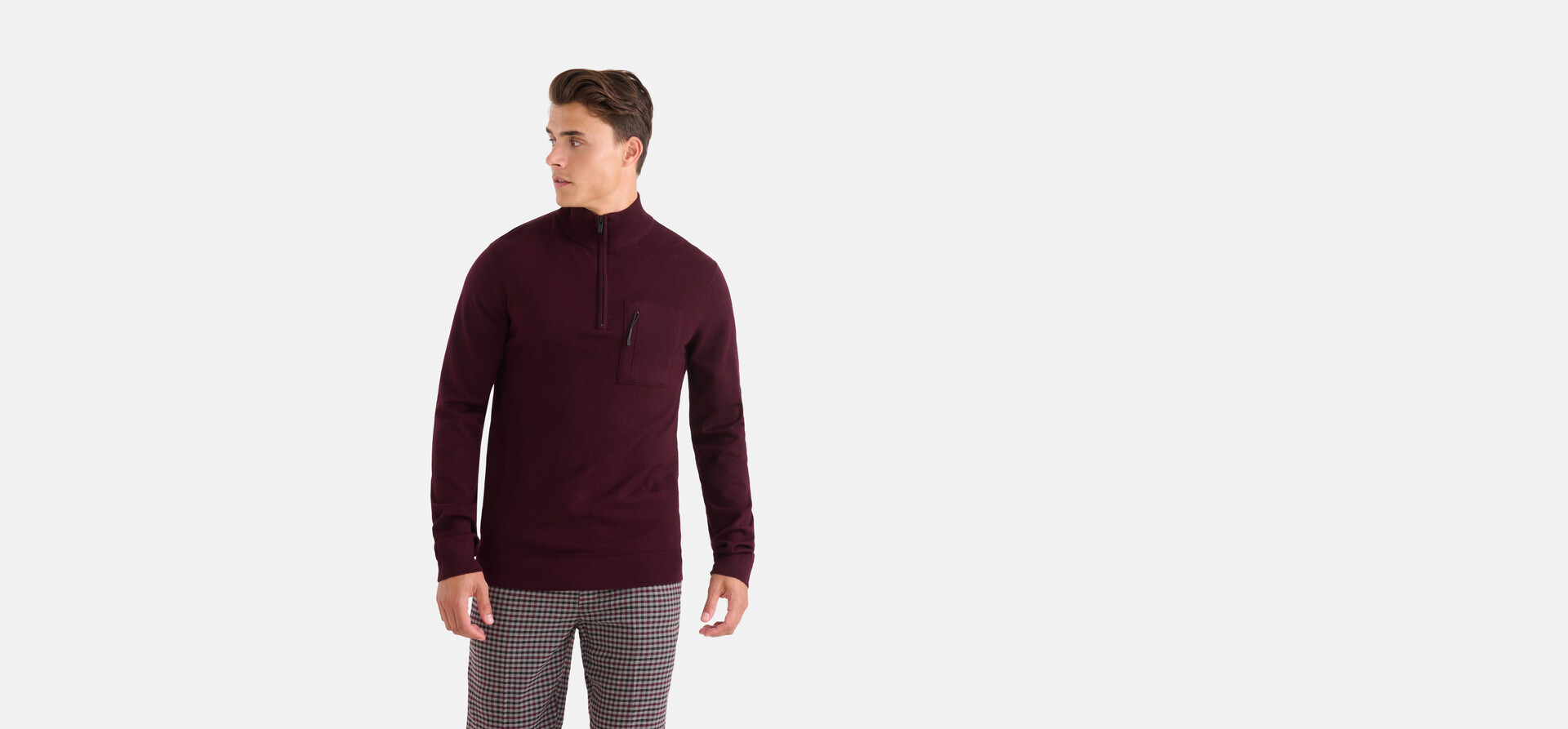 Rollkragenpullover mit Reißverschluss Lila SHOEBY MEN