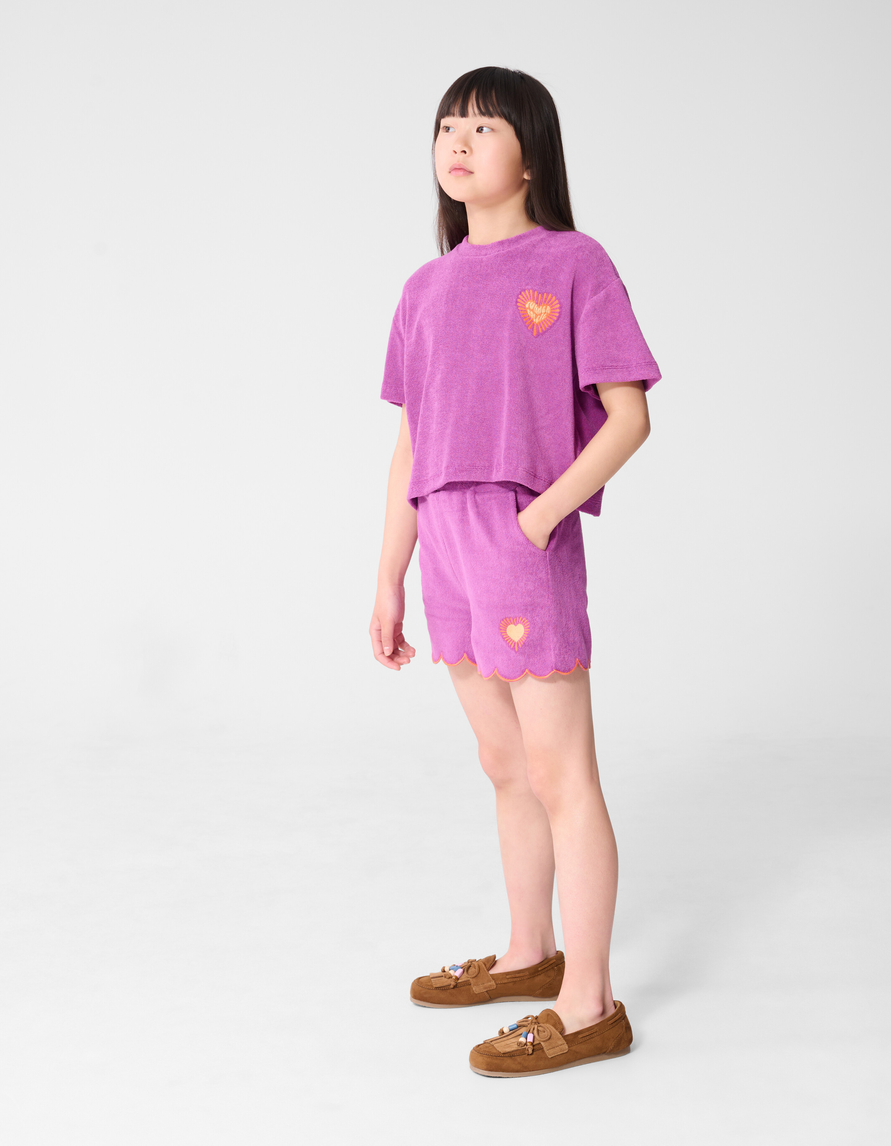 Frottee-Shorts mit Herzmotiv Lila SHOEBY GIRLS