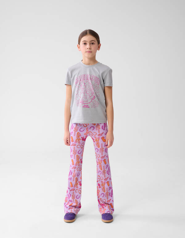 Bedruckte ausgestellte Rippenleggings Hellviolett SHOEBY GIRLS