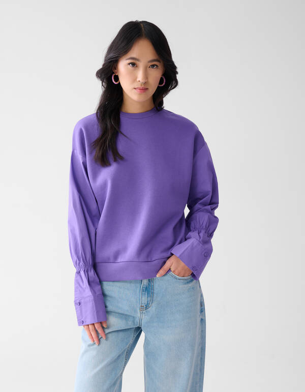 Pullover mit Popeline-Ärmeln Lila SHOEBY WOMEN