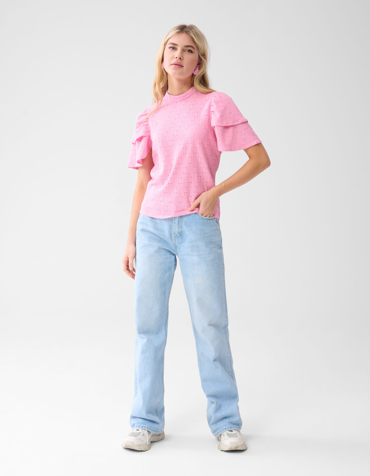 Ajour Rüschen-Top Rosa SHOEBY WOMEN