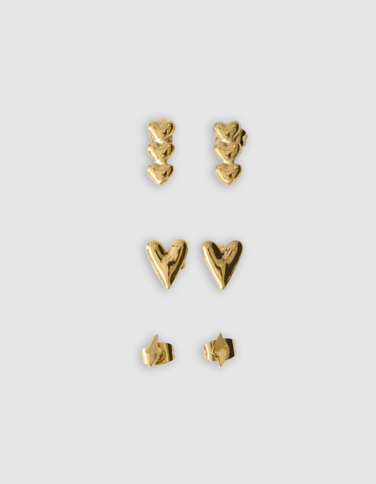 Herz Ohrringe Set Gold SHOEBY ACCESSOIRES