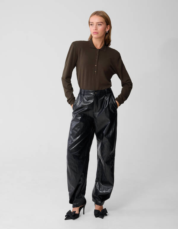 Langarm-Poloshirt Dunkelbraun von Monica SHOEBY WOMEN