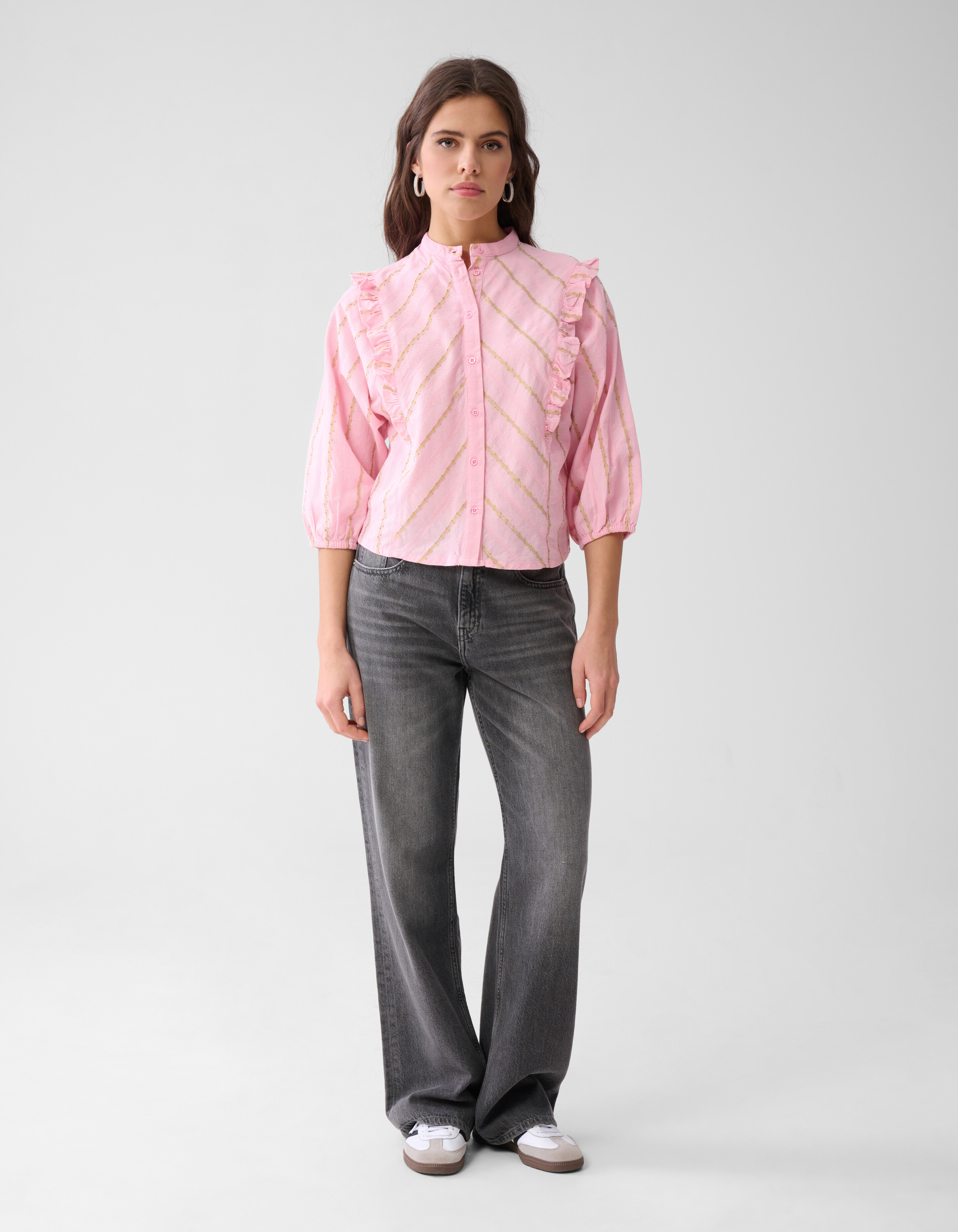 Jacquard-Rüschenbluse Rosa SHOEBY WOMEN