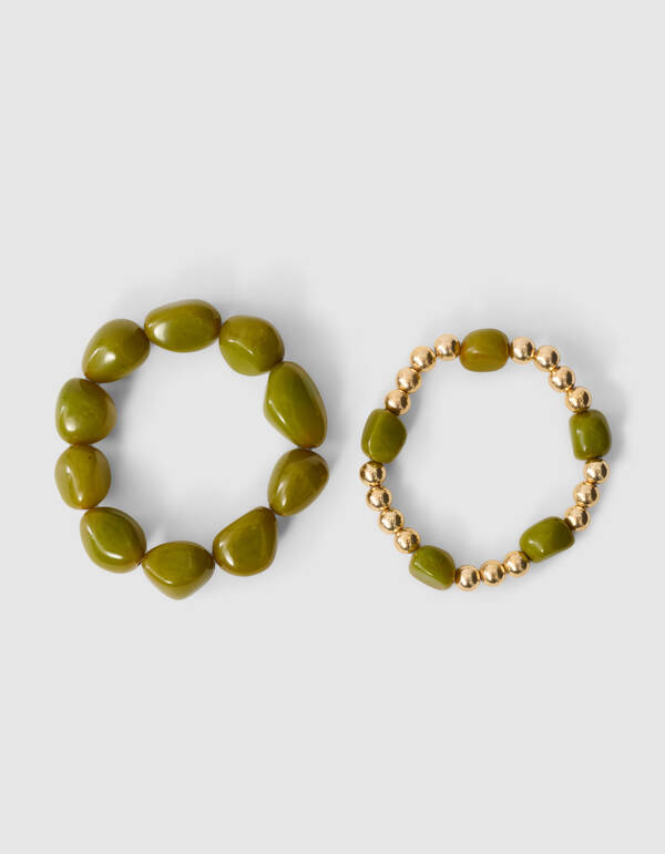 Perlenarmband-Set Dunkelgrün SHOEBY ACCESSOIRES