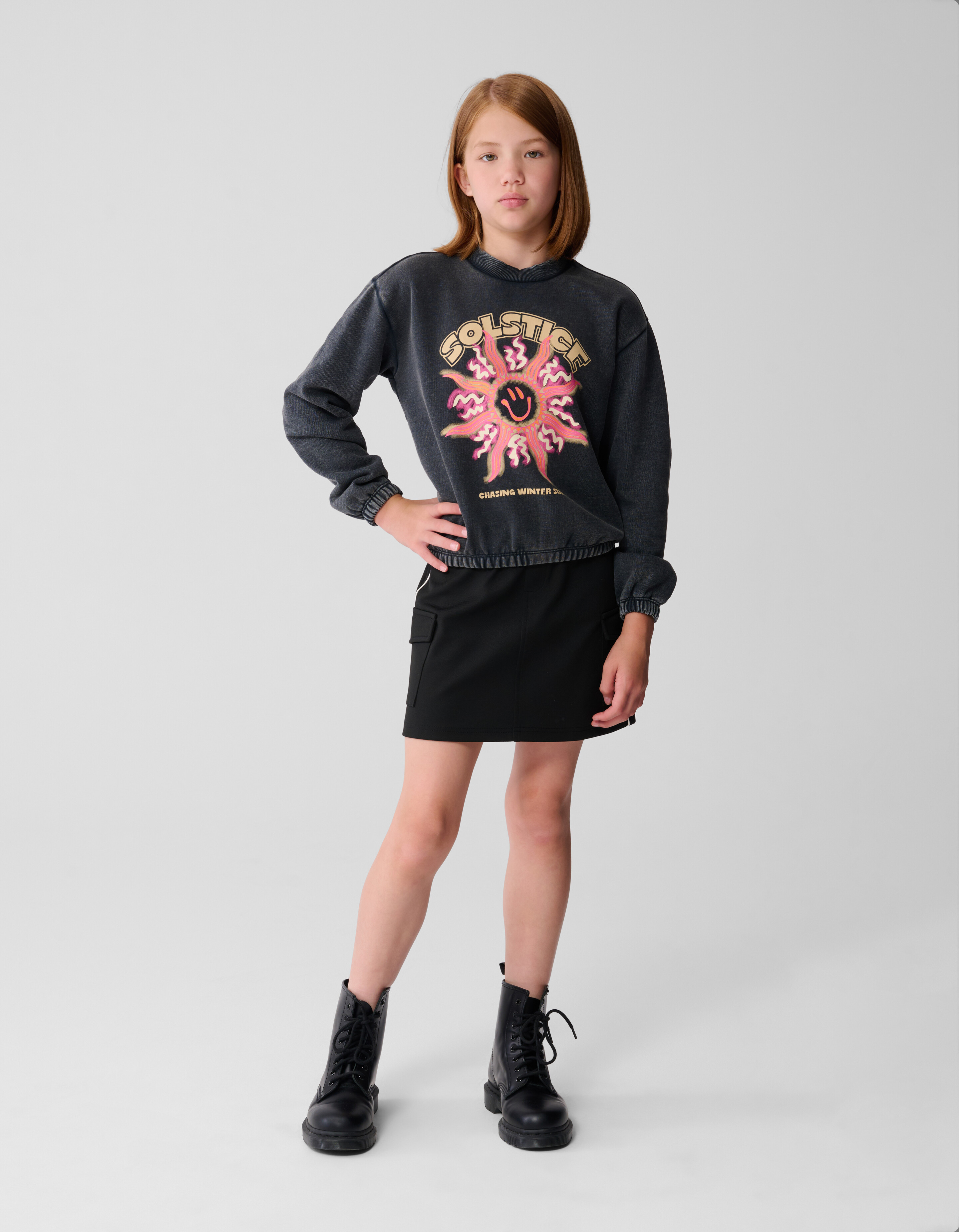 Solstice Artwork Sweater Donkergrijs SHOEBY GIRLS
