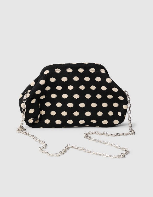 Gestrickte Clutch mit Punkten Schwarz SHOEBY ACCESSOIRES