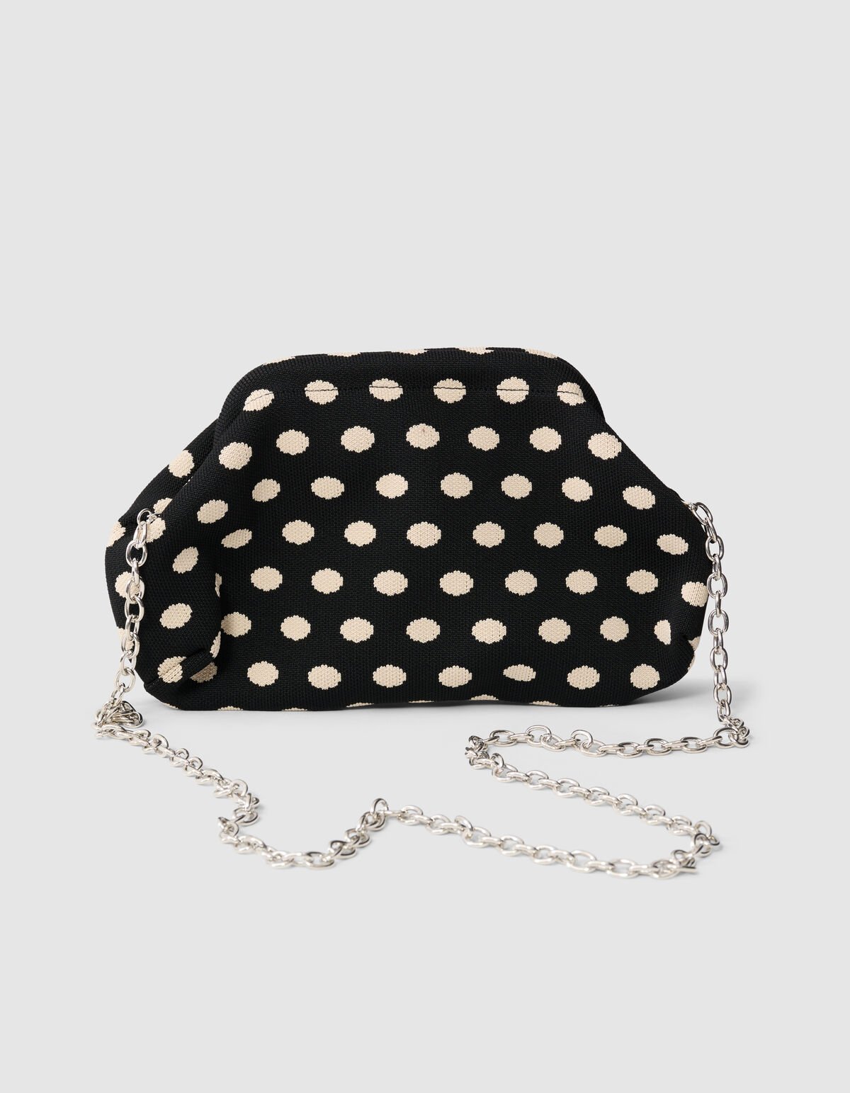 Gestrickte Clutch mit Punkten Schwarz SHOEBY ACCESSOIRES