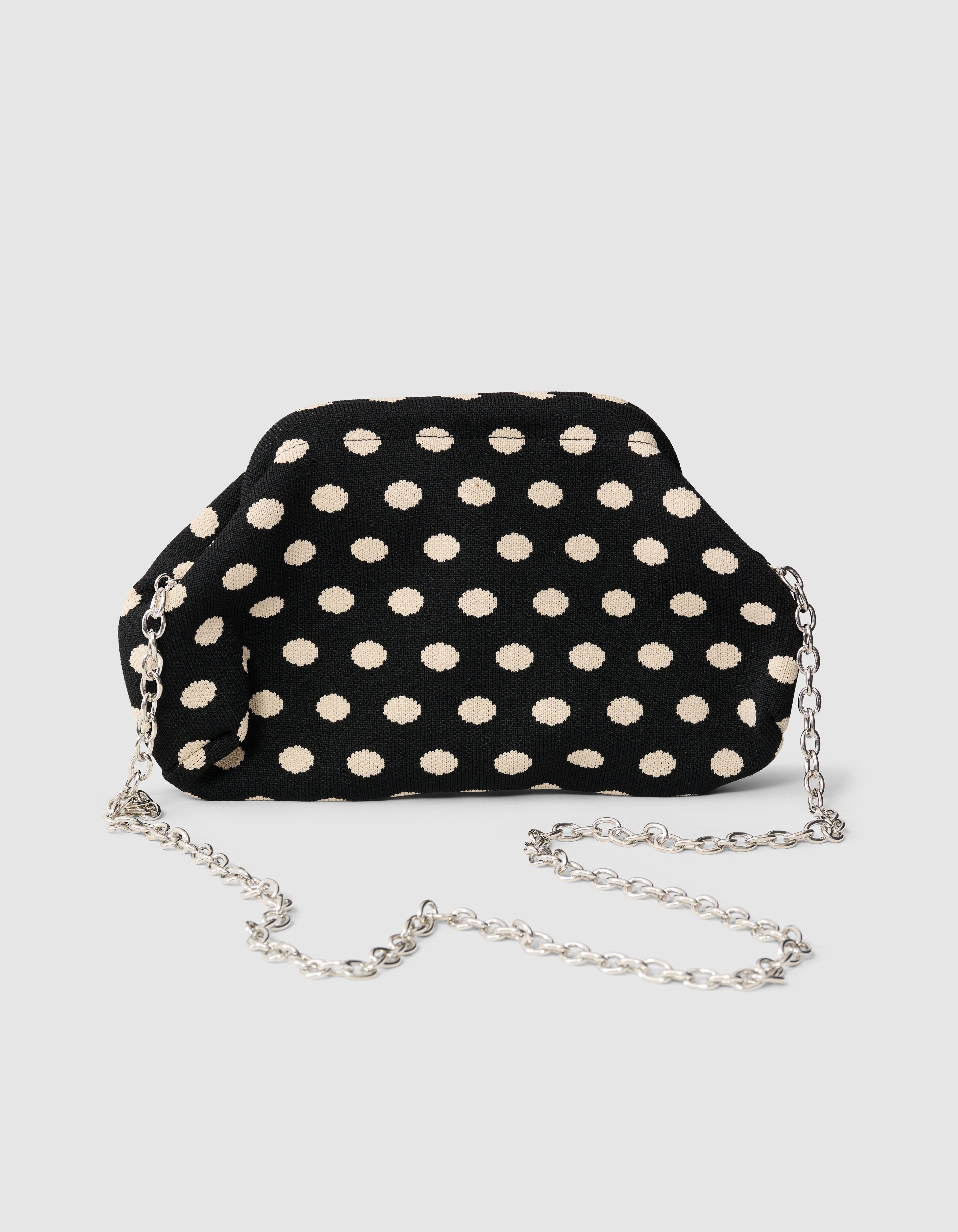 Gestrickte Clutch mit Punkten Schwarz SHOEBY ACCESSOIRES