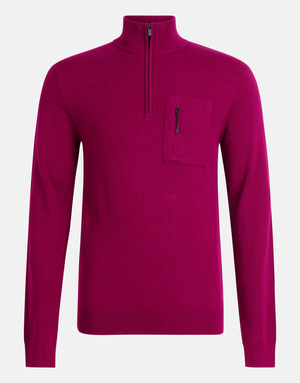Rollkragenpullover mit Rei&szlig;verschluss Bordeaux SHOEBY MEN