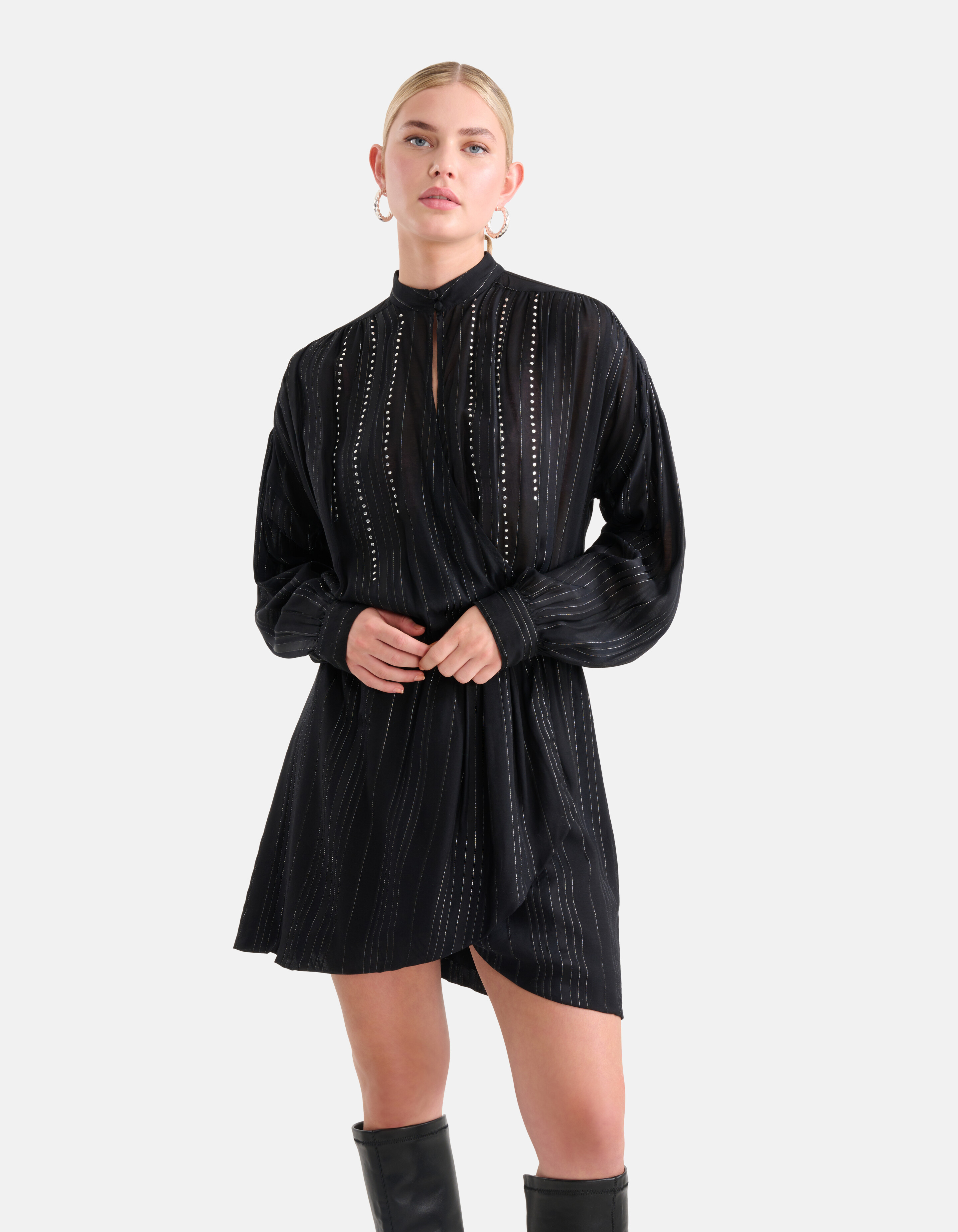 Nieten Lurex Kleid Schwarz SHOEBY WOMEN