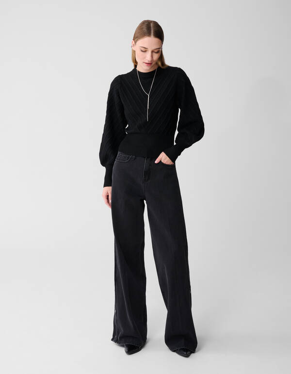 Schwarzer Glitzer-Strickpullover SHOEBY WOMEN