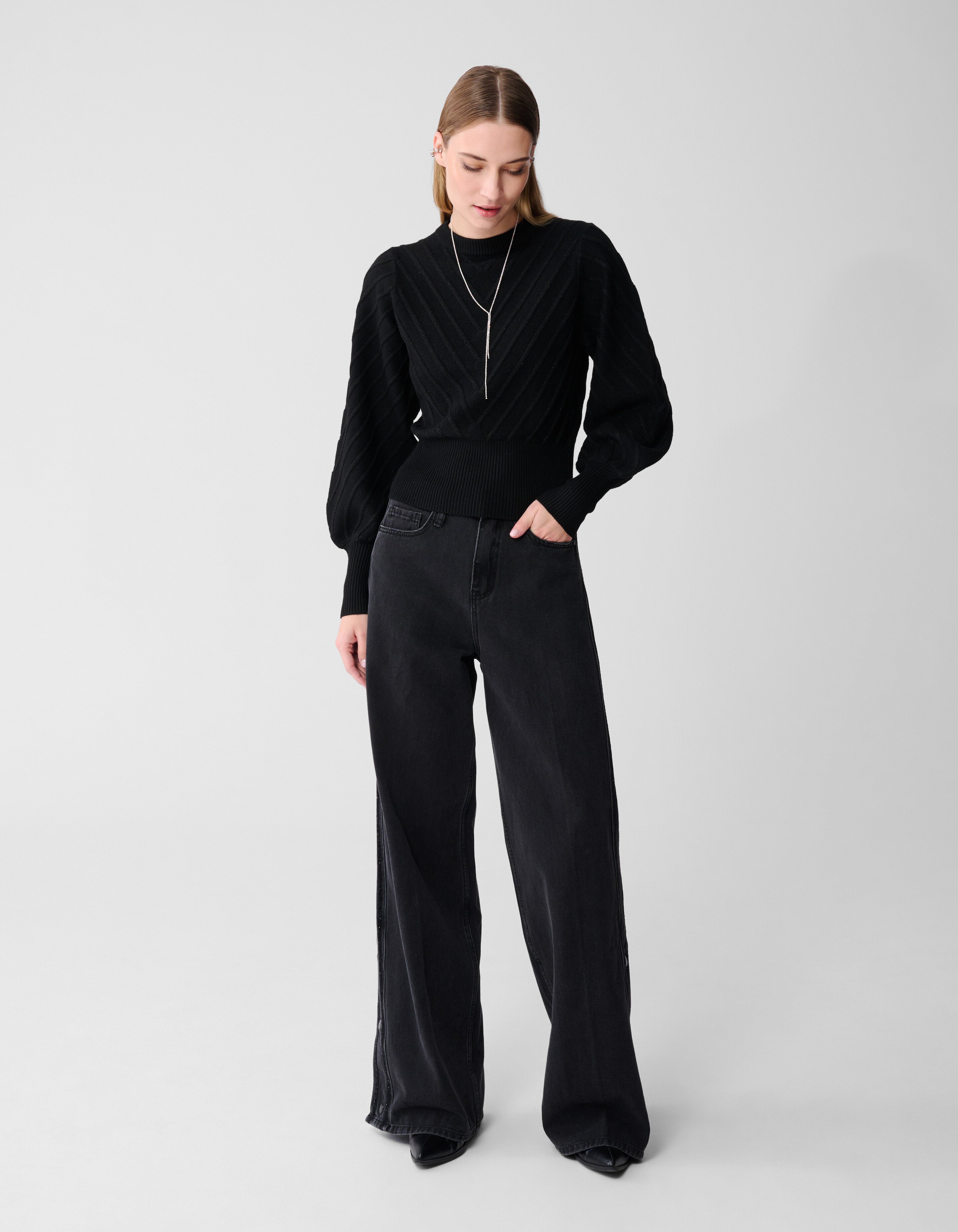 Schwarzer Glitzer-Strickpullover SHOEBY WOMEN