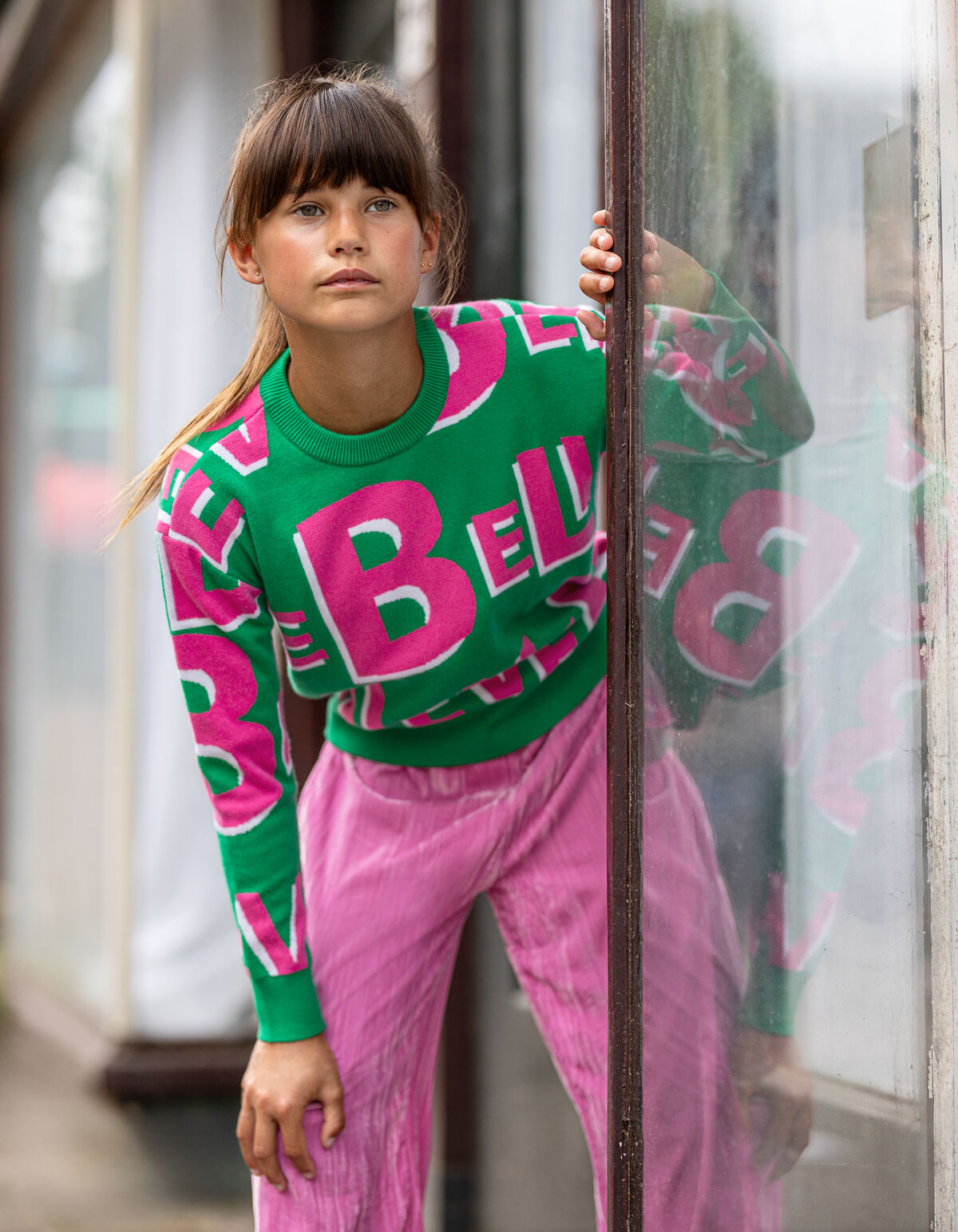Weit geschnittene Hose aus Samt Rosa SHOEBY GIRLS